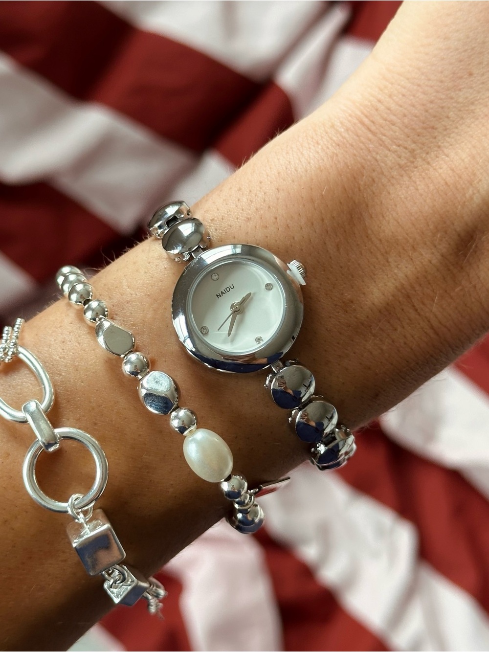 Vintage Inspired Silver Beaded Watch | Old Money | Stainless Steel